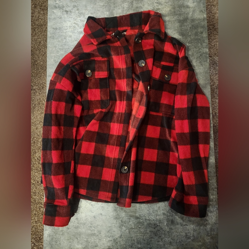 Pink Rose red and black plaid jacket